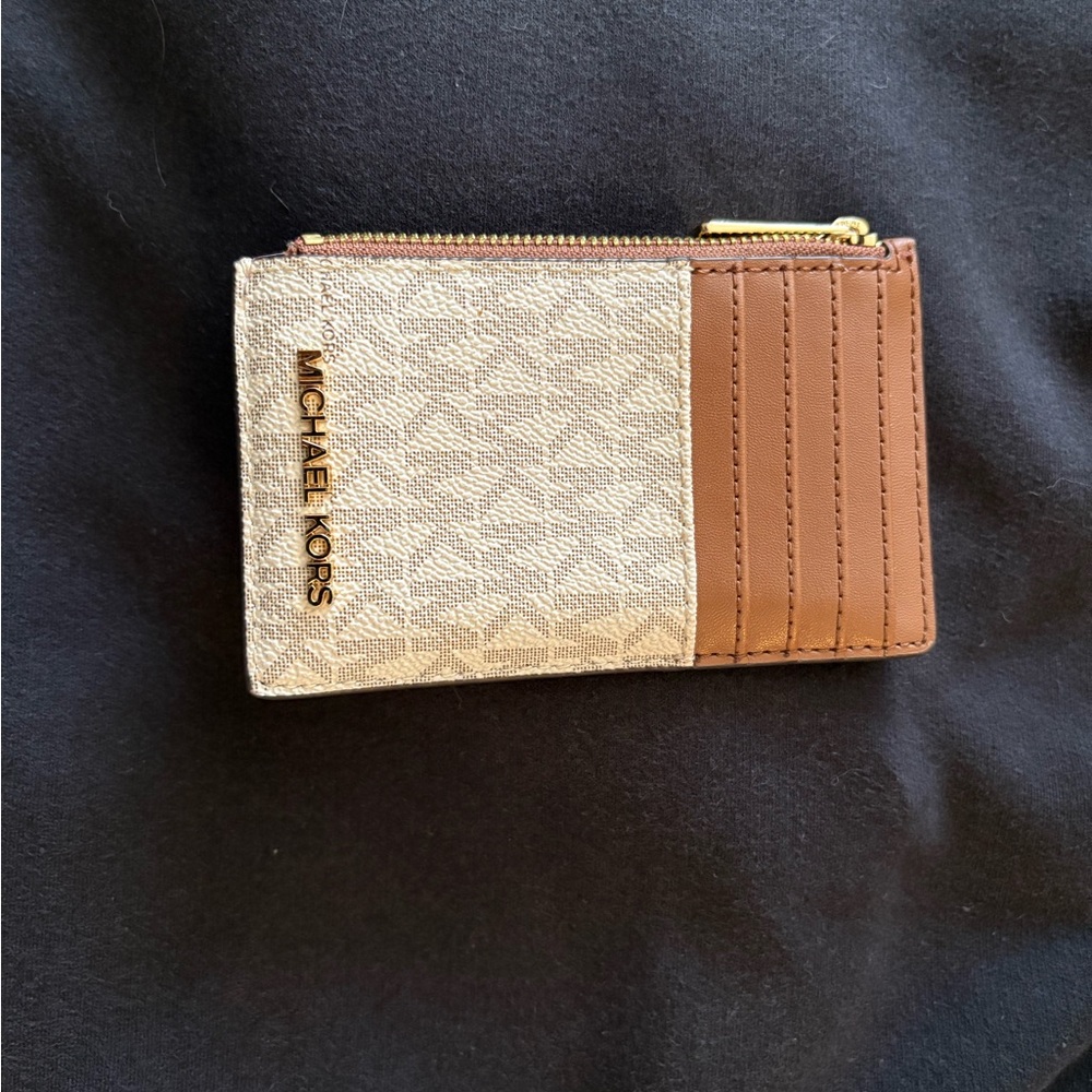 Michael Kors Gold and Cream Zip Pouch